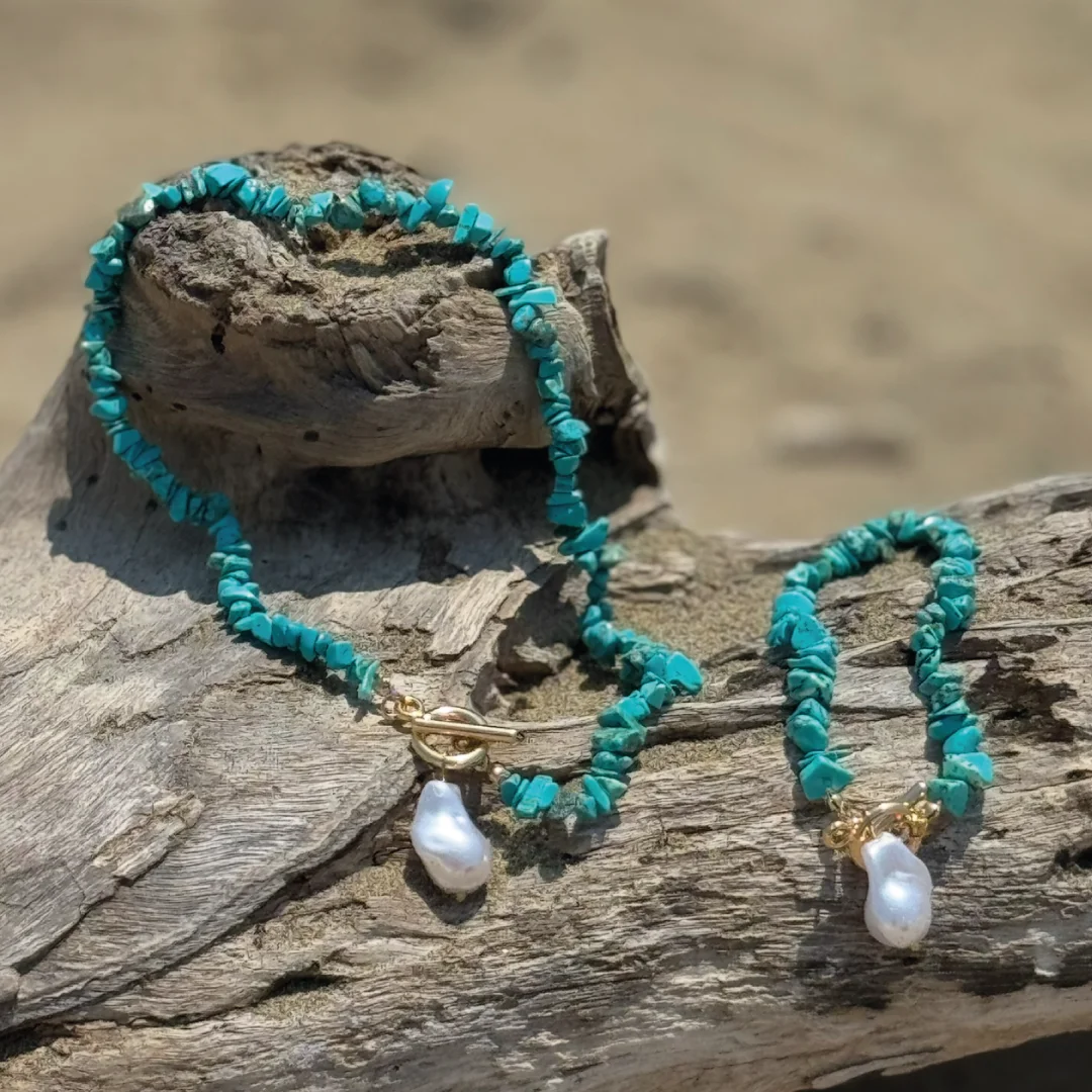 Collar y Pulsera Piedras Turquesas - Image 2